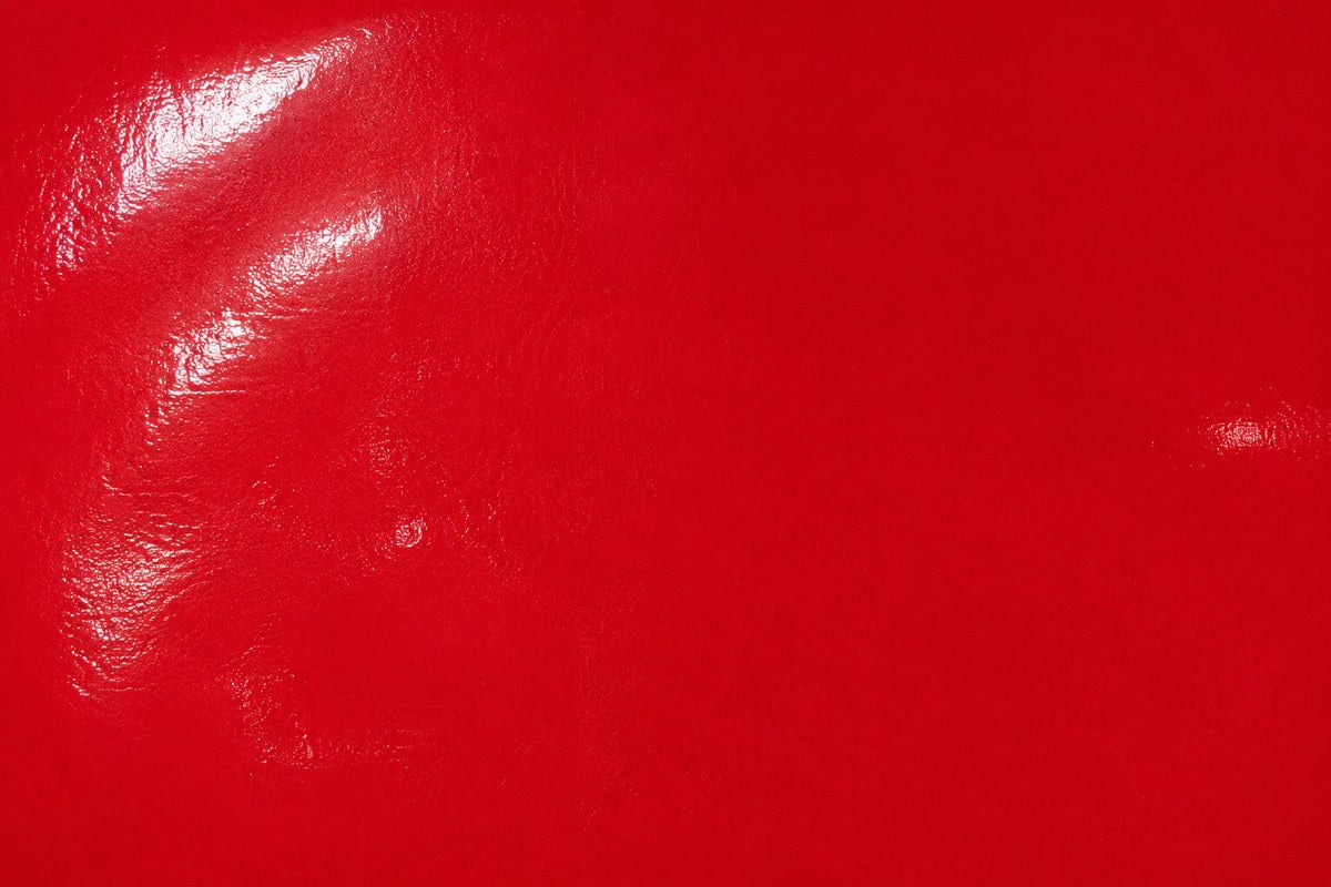 Glossy patent red leather, hand-stitched in Los Angeles